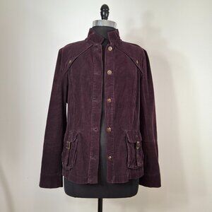 Vintage Biba Purple Cotton Corduroy Utility Jacket Sz 44 (US 16) Neru Collar